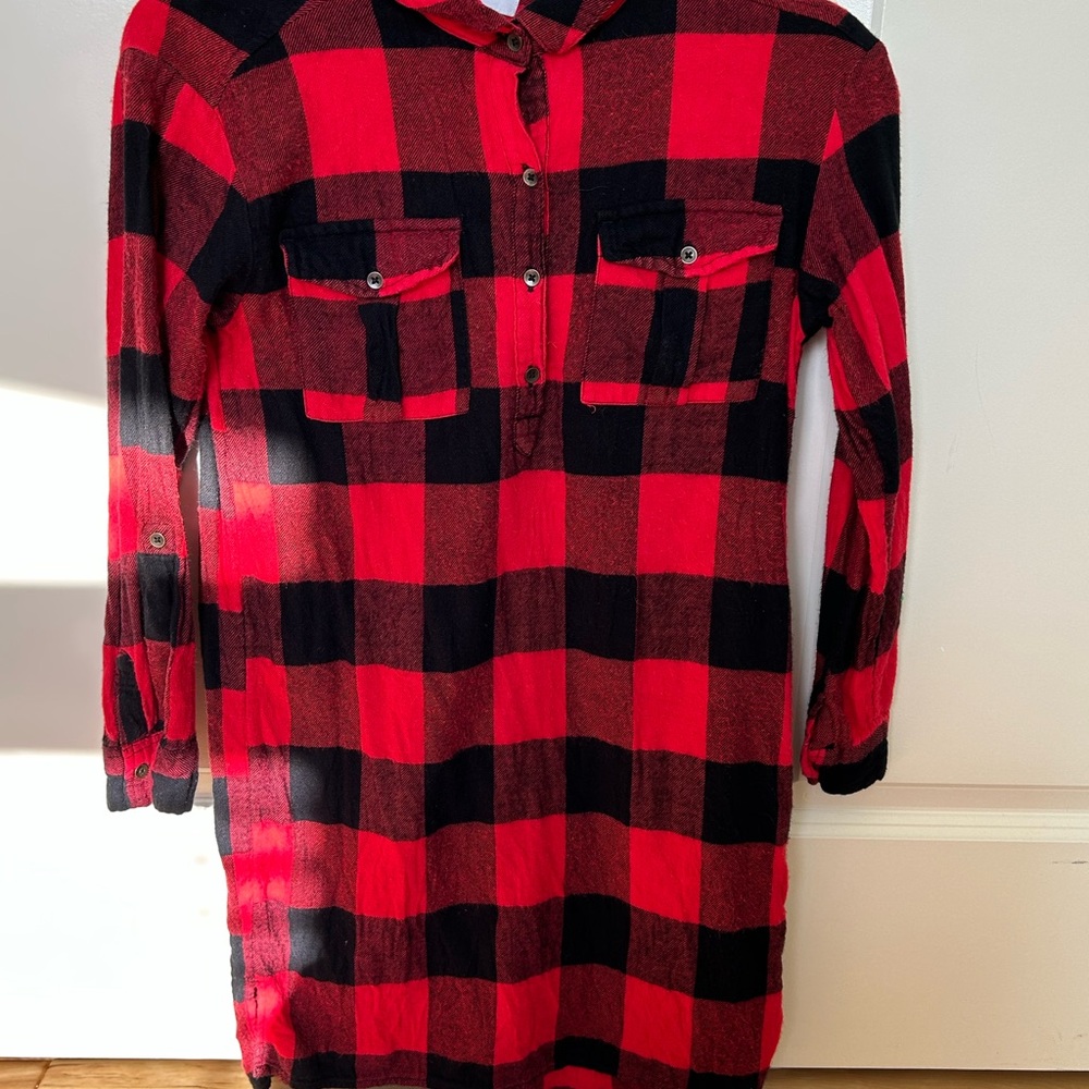 Red and Black Plaid Kids Casual Dress